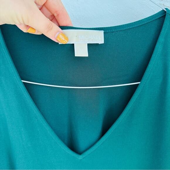 MICHAEL KORS Emerald Green Square Cutout Long Sleeve Tunic Blouse Top Shirt 3X - Picture 8 of 10